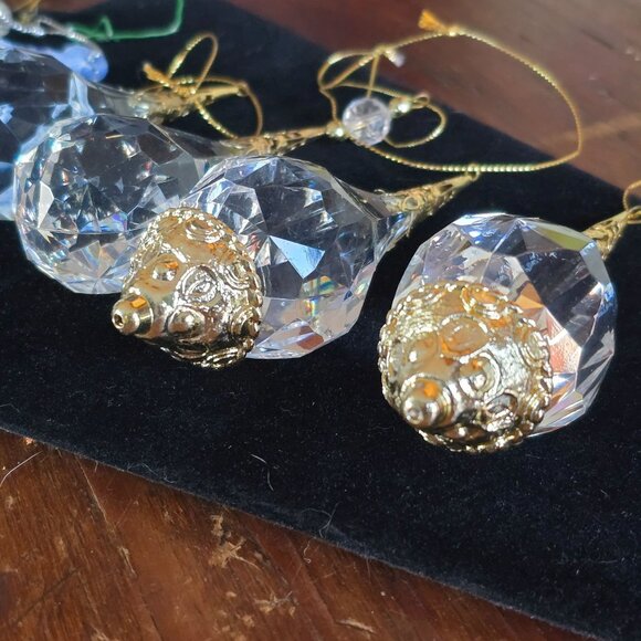 VTG Acrylic Faceted Teardrop 5" Christmas Ornaments String Hangers Lot of 6 - Picture 5 of 14